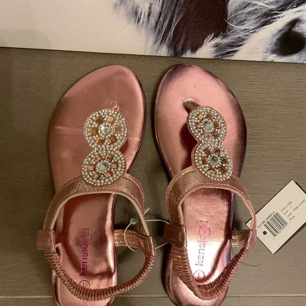 NWT Kensie Girl Sandal Size 1 Pink Shine - Picture 12 of 14